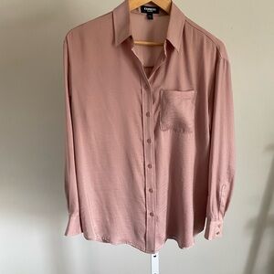 Express Pink Casual Button Down Shirt